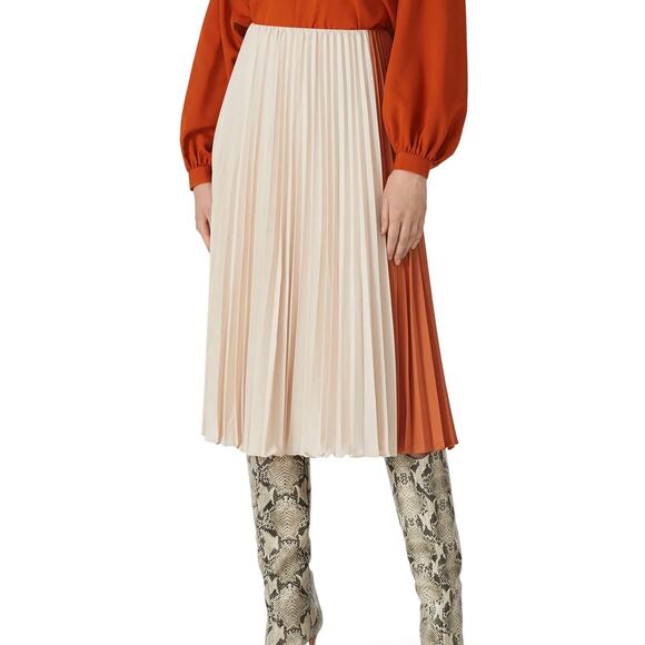Tome NYC Orange and Cream Two Tone Midi Skirt L - Picture 2 of 8